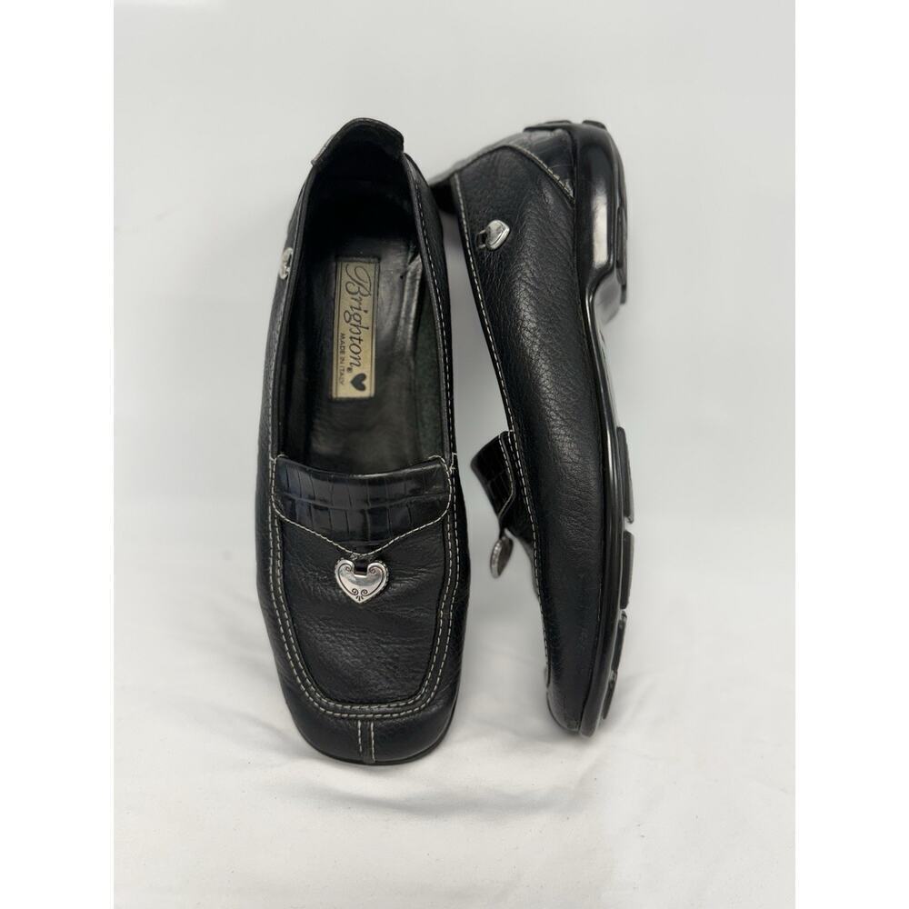 Brighton Ursa Black Leather Driver Loafers Shoes Size 6.5